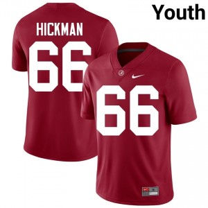 Crimson #66 Baker Hickman Youth Embroidery Jersey | Alabama Crimson Tide Durable University Football Edition 92686374