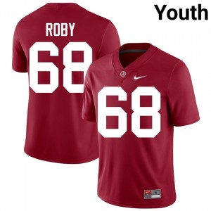 Crimson #68 Billy Roby Youth Embroidery Jersey | Alabama Iconic College Football Edition 38154620