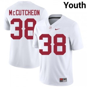 Brody McCutcheon #38 White Youth Stitched Jersey | Fresh Alabama Crimson Tide Player Football Gear 66911578