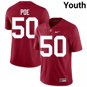 Crimson #50 Casey Poe Youth Embroidery Jersey | Roll Tide Limited High School Football Edition 39706397