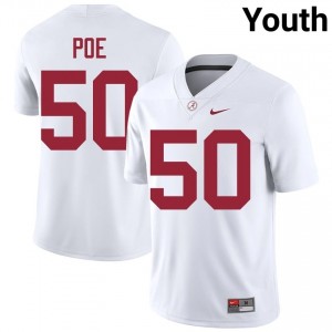 Casey Poe #50 White Youth Stitched Jersey | Elite Thread Crimson Tide University Football Gear 11706236
