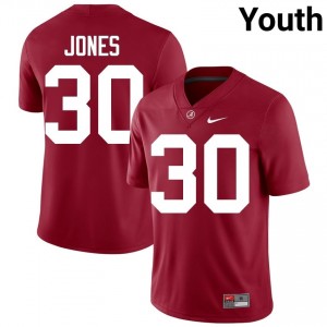 Crimson #30 Cayden Jones Youth Embroidery Jersey | Alabama Officially Licensed High School Football Edition 66962892