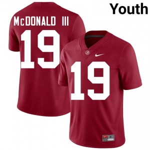 Crimson #19 Chuck McDonald III Youth Embroidery Jersey | Alabama Crimson Tide Gameday College Football Edition 71536098