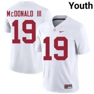 Chuck McDonald III #19 White Youth Stitched Jersey | Premium Alabama NCAA Football Gear 37120817