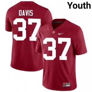 Crimson #37 Cole Davis Youth Embroidery Jersey | Alabama Iconic College Football Edition 33155649