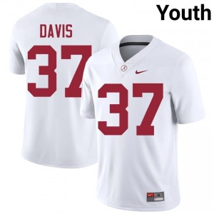Cole Davis #37 White Youth Stitched Jersey | Essential Roll Tide NCAA Football Gear 45880548