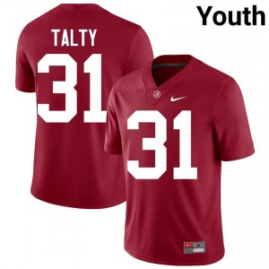 Crimson #31 Conor Talty Youth Embroidery Jersey | Crimson Tide Moisture Wicking High School Football Edition 33444850
