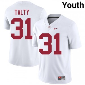 Conor Talty #31 White Youth Stitched Jersey | Durable Alabama Crimson Tide University Football Gear 16805737