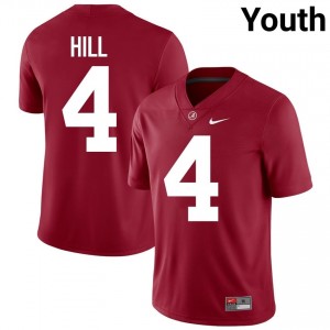 Crimson #4 Daniel Hill Youth Embroidery Jersey | Alabama Crimson Tide Durable University Football Edition 42777960
