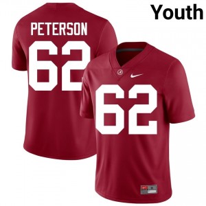 Crimson #62 Davis Peterson Youth Embroidery Jersey | Bama Pro-Grade University Football Edition 20576407