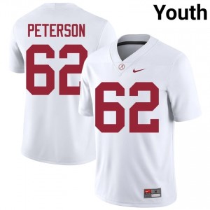 Davis Peterson #62 White Youth Stitched Jersey | Genuine Roll Tide College Football Gear 11037676