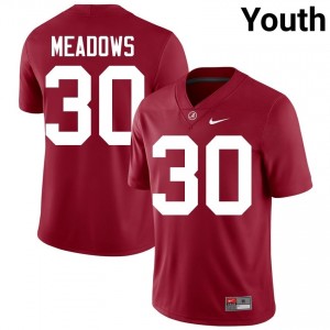 Crimson #30 Derek Meadows Youth Embroidery Jersey | Alabama Authentic Player Football Edition 95468862