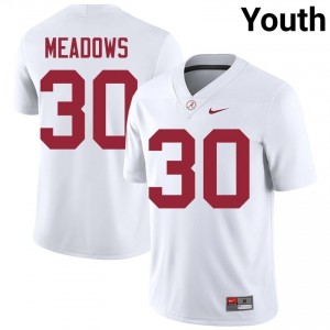 Derek Meadows #30 White Youth Stitched Jersey | Limited Roll Tide High School Football Gear 85434575