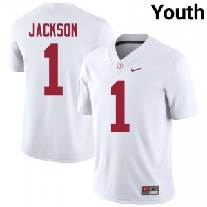Domani Jackson #1 White Youth Stitched Jersey | Elite Crimson Tide NCAA Football Gear 52543742