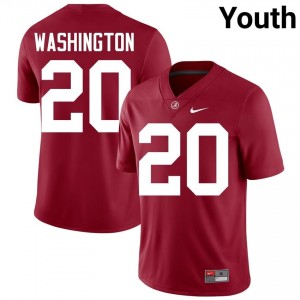 Crimson #20 Dre Washington Youth Embroidery Jersey | Bama Pro-Grade University Football Edition 49704977