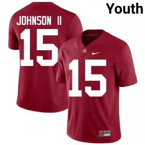 Crimson #15 Duke Johnson II Youth Embroidery Jersey | Alabama Crimson Tide Elite Thread University Football Edition 79635958
