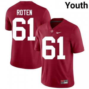 Crimson #61 Graham Roten Youth Embroidery Jersey | Roll Tide Official University Football Edition 20623760