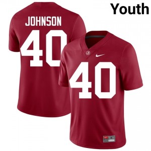 Crimson #40 Grant Johnson Youth Embroidery Jersey | Roll Tide Genuine College Football Edition 50796106