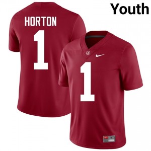 Crimson #1 Isaiah Horton Youth Embroidery Jersey | Bama Pro Cut NCAA Football Edition 82712044