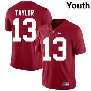Crimson #13 Ivan Taylor Youth Embroidery Jersey | Alabama Pro-Grade University Football Edition 54174779