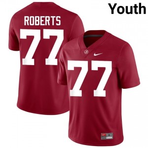 Crimson #77 Jaeden Roberts Youth Embroidery Jersey | Alabama Crimson Tide Premium NCAA Football Edition 43255178