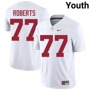 Jaeden Roberts #77 White Youth Stitched Jersey | Authentic Alabama Player Football Gear 90310936