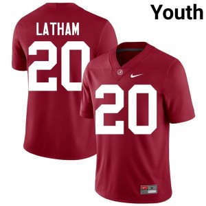 Crimson #20 Jah-Marien Latham Youth Embroidery Jersey | Bama Authentic Player Football Edition 89503620