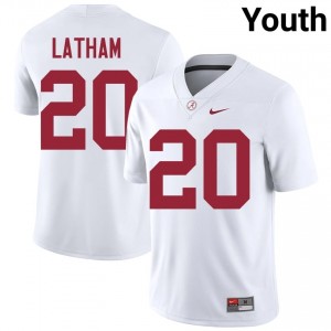 Jah-Marien Latham #20 White Youth Stitched Jersey | Limited Roll Tide High School Football Gear 67693747