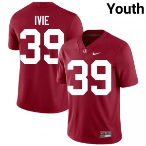 Crimson #39 Jake Ivie Youth Embroidery Jersey | Alabama Crimson Tide Licensed Player Football Edition 97699846