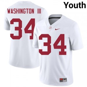 Jessie Washington III #34 White Youth Stitched Jersey | Elite Thread Crimson Tide University Football Gear 66297190