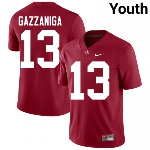 Crimson #13 John Gazzaniga Youth Embroidery Jersey | Alabama Crimson Tide Elite Thread University Football Edition 56022748