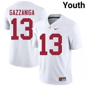 John Gazzaniga #13 White Youth Stitched Jersey | Exclusive Alabama College Football Gear 12001026