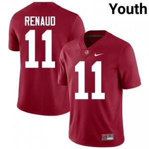 Crimson #11 Jordan Renaud Youth Embroidery Jersey | Alabama Pro-Grade University Football Edition 44419193