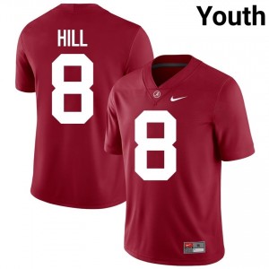 Crimson #8 Justin Hill Youth Embroidery Jersey | Roll Tide Official University Football Edition 15256190