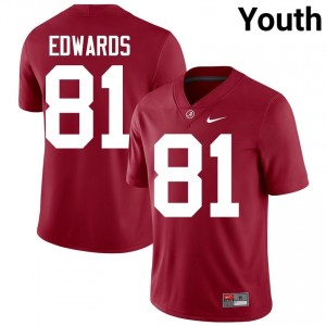Crimson #81 Kaleb Edwards Youth Embroidery Jersey | Crimson Tide Elite NCAA Football Edition 49359253