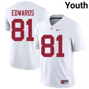 Kaleb Edwards #81 White Youth Stitched Jersey | Licensed Alabama Crimson Tide Player Football Gear 47300265