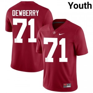 Crimson #71 Kam Dewberry Youth Embroidery Jersey | Bama Authentic Player Football Edition 97496116