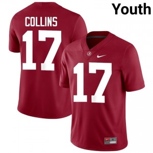 Crimson #17 Kelby Collins Youth Embroidery Jersey | Alabama Authentic Player Football Edition 16734548