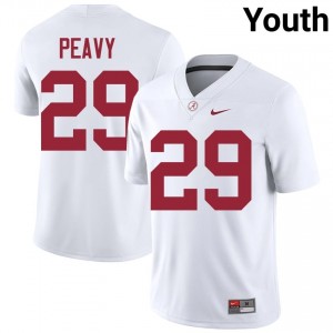 Kolby Peavy #29 White Youth Stitched Jersey | Moisture Wicking Crimson Tide High School Football Gear 54310887