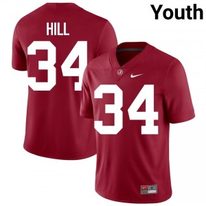 Crimson #34 London Hill Youth Embroidery Jersey | Alabama Crimson Tide Moisture Wicking High School Football Edition 23863386