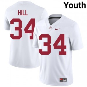 London Hill #34 White Youth Stitched Jersey | Durable Alabama University Football Gear 48050955