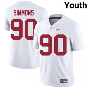 London Simmons #90 White Youth Stitched Jersey | Elite Thread Alabama Crimson Tide University Football Gear 13831900