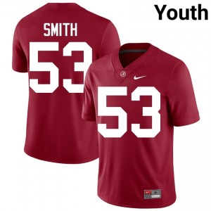 Crimson #53 Mac Smith Youth Embroidery Jersey | Alabama Licensed Player Football Edition 90556539