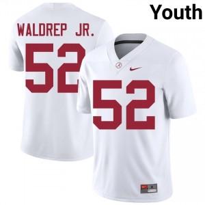 Mal Waldrep Jr. #52 White Youth Stitched Jersey | Exclusive Alabama Crimson Tide College Football Gear 78812097