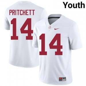 Marshall Pritchett #14 White Youth Stitched Jersey | Essential Roll Tide NCAA Football Gear 46522422