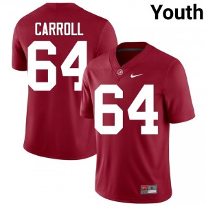 Crimson #64 Michael Carroll Youth Embroidery Jersey | Alabama Crimson Tide Elite Thread University Football Edition 97862754