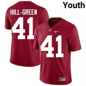 Crimson #41 Nikhai Hill-Green Youth Embroidery Jersey | Crimson Tide Moisture Wicking High School Football Edition 83919976