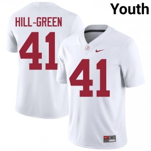 Nikhai Hill-Green #41 White Youth Stitched Jersey | Durable Alabama Crimson Tide University Football Gear 81466363