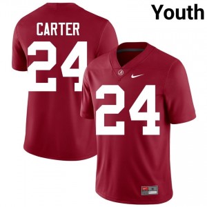 Crimson #24 Noah Carter Youth Embroidery Jersey | Bama Iconic College Football Edition 20415545