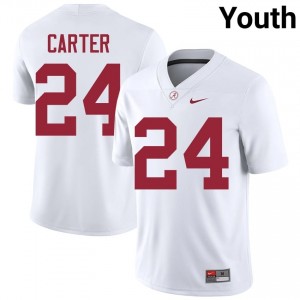 Noah Carter #24 White Youth Stitched Jersey | Essential Roll Tide NCAA Football Gear 73092468